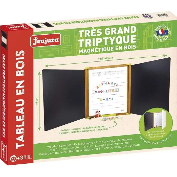 Jeujura Tríptico Grande de Madera Magnético para Niños con Letras y Números, 153x66 cm 2