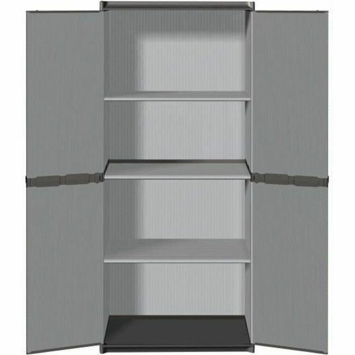 Tood Armario Alto de Resina con 3 Estantes y 2 Puertas, Gris, 68x39.5x168 cm