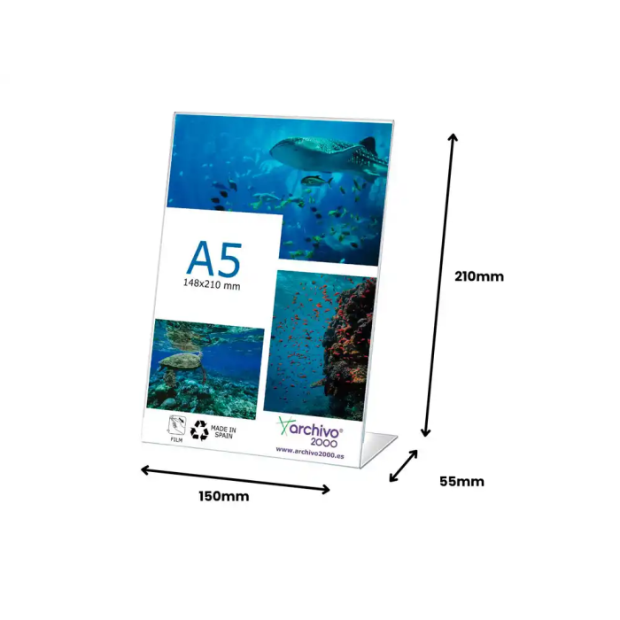 Archivo 2000 Expositor sobremesa DIN A5 vertical 55x150x210 mm PETG flexible transparente 1