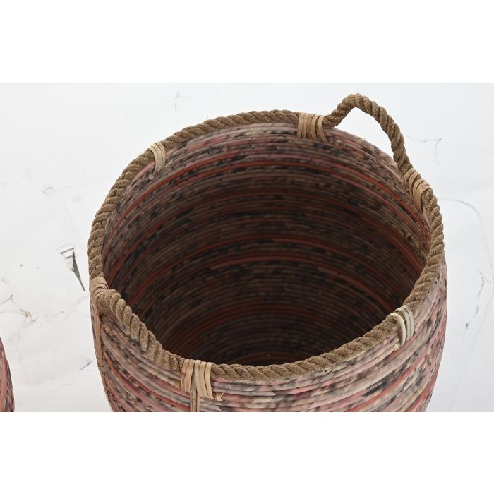 DKD Home Decor Set de 3 Cestas Boho Decorativas de Ratán Natural, Colores Melocotón y Natural, Medidas 52x58x52 cm 2 DKD Home Decor Set de 3 Cestas Boho Decorativas de Ratán Natural, Colores Melocotón y Natural, Medidas 52x58x52 cm 2