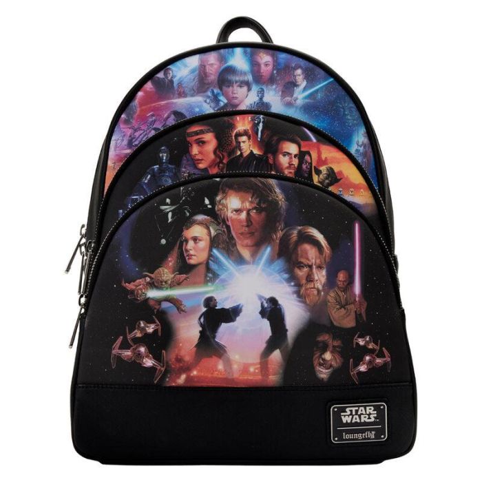 Mochila Trilogia de precuelas Star Wars Loungefly 34cm Mochila Trilogia de precuelas Star Wars Loungefly 34cm