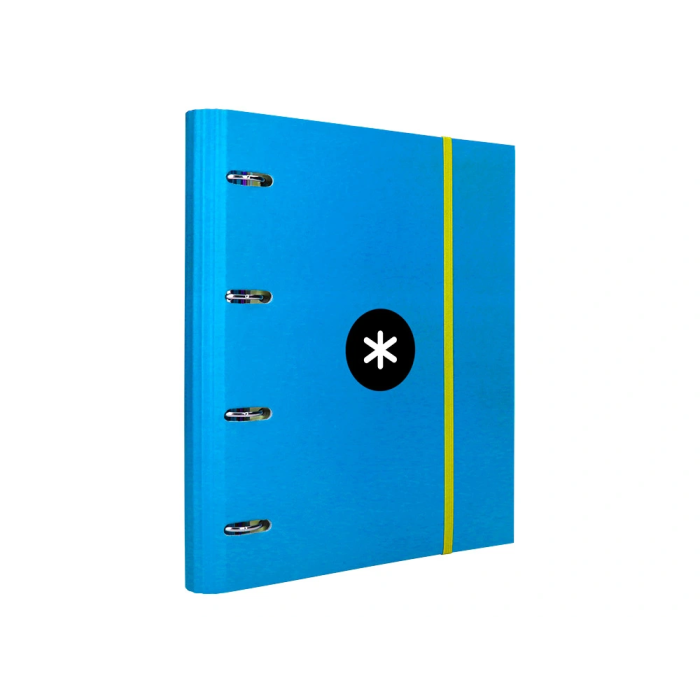 Antartik Carpeta con recambio a4 cuadro 5mm forrada 4 anillas 40mm redondas con solapa color azul 7