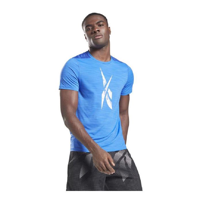 Camiseta de Manga Corta Hombre Reebok Workout Ready Activchill Azul M 5