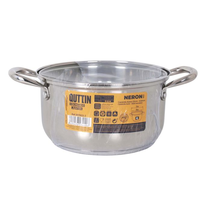 Inde Cacerola Acero Inoxidable 20 cm 4L con Tapa 'New Neron' (4 Unidades) 6