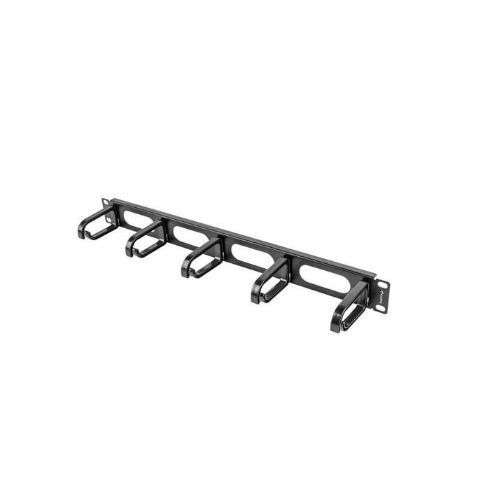 LANBERG AK-1205-B Panel de gestión de cables para rack 19", Negro, Metal/Plástico