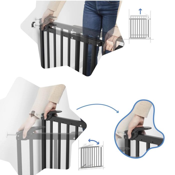 Badabulle Deco Pop Barrera de Seguridad Extensible Fijación Presión y Tornillo Negro 63.5-106 cm Apertura Bidireccional 4 Badabulle Deco Pop Barrera de Seguridad Extensible Fijación Presión y Tornillo Negro 63.5-106 cm Apertura Bidireccional 4