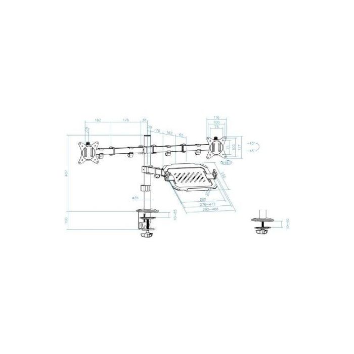 Soporte de Mesa para 2 Monitores y 1 Portátil TooQ DB1202TN-B/ Giratorio/ Inclinable/ hasta 9kg 3 Soporte de Mesa para 2 Monitores y 1 Portátil TooQ DB1202TN-B/ Giratorio/ Inclinable/ hasta 9kg 3