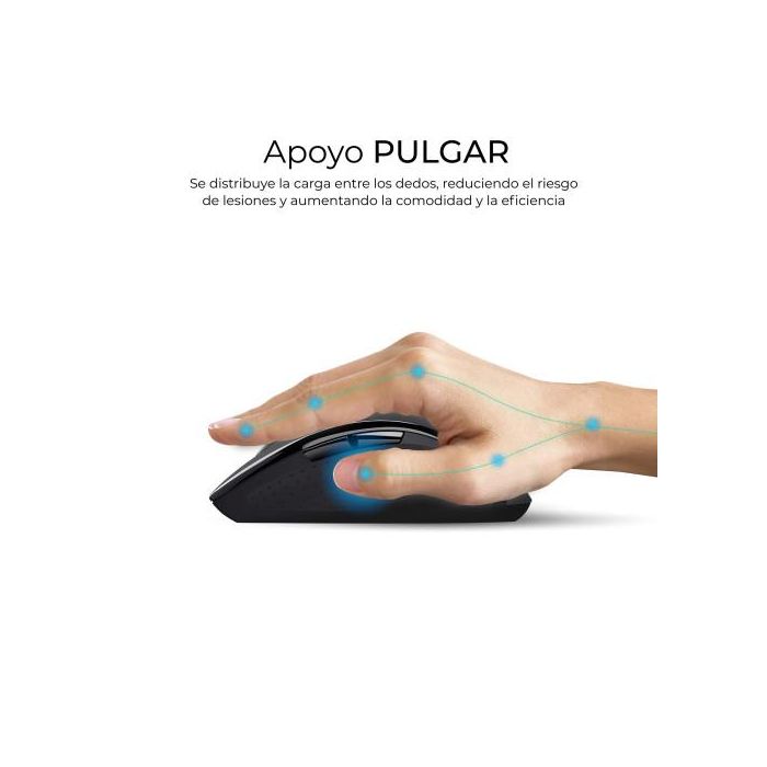 Subblim COMBO DUAL OFFICE PROWAVE BLACK - Pack Teclado y Ratón Ergonómicos Inalámbricos Multidispositivo, Bluetooth 5.3 y USB 2.4G, Recargables, Negro 8