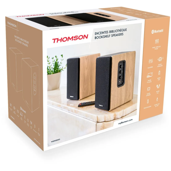 Thomson THO3499550390018 Conjunto de Altavoces de 2 Unidades - Negro y Madera 4