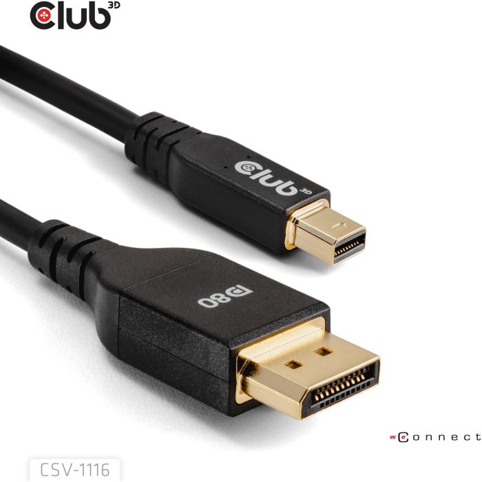 Club3D DP80 Cable Mini DisplayPort a DisplayPort 2.1 Bidireccional VESA, 1m, 10K 60Hz St/St, Digital/Video 3