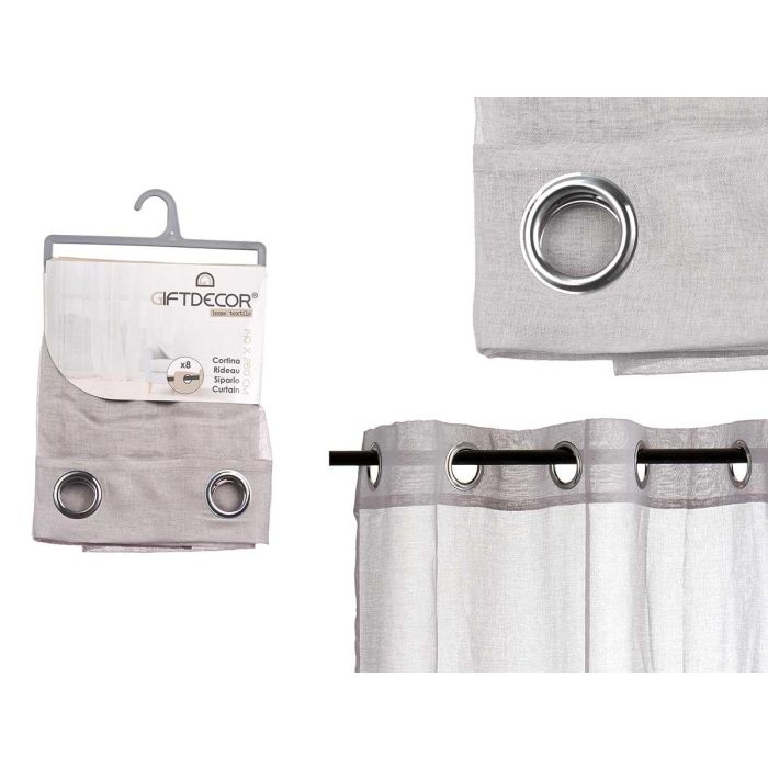 Cortina Visillo Gris Claro 140X260 Cm Giftdecor (6 Unidades) Cortina Visillo Gris Claro 140X260 Cm Giftdecor (6 Unidades)