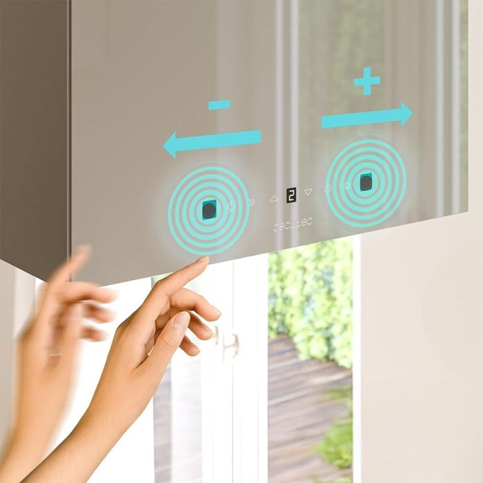 Cecotec Campana isla Bolero Flux CCT 448000 vidrio gris A++ 800m³/h táctil 9