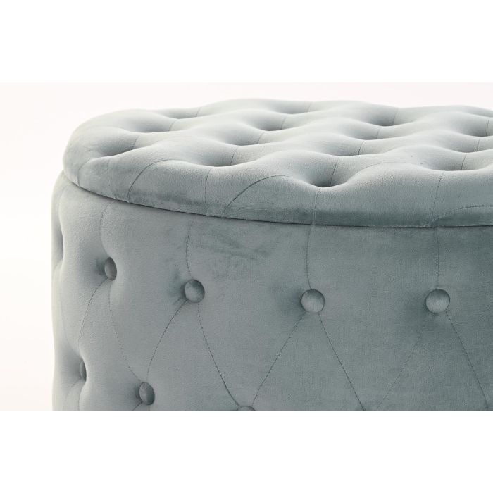 DKD Home Decor Reposapiés Glam Verde 70 x 42 x 70 cm Set de 2 Poliester MDF Capitone 2