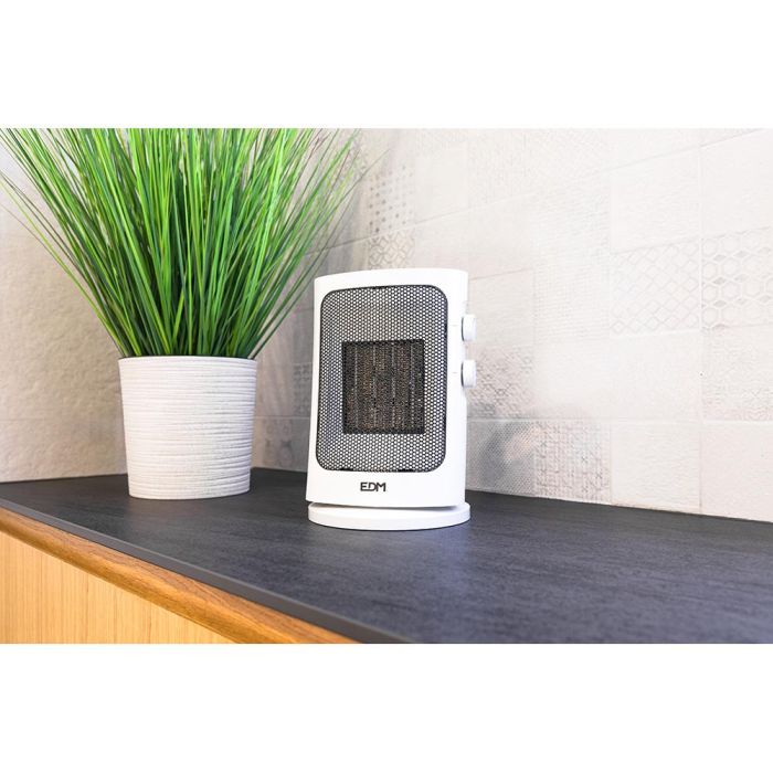 Edm Calefactor vertical oscilante 1000-1500w gris, termostato ajustable, protección sobrecalentamiento 4