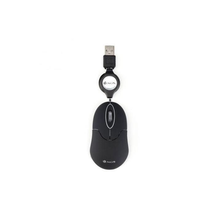 NGS SIN Ratón Óptico USB con Cable, 1000 DPI, 3 Botones, Retráctil, Negro 1 NGS SIN Ratón Óptico USB con Cable, 1000 DPI, 3 Botones, Retráctil, Negro 1