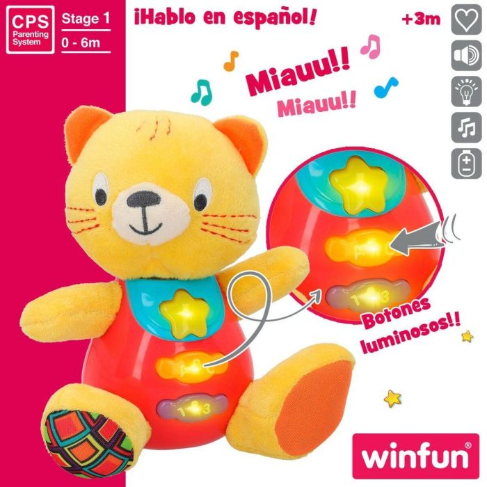 Peluche con Sonido Winfun Gato 16 x 17,5 x 10,5 cm (6 Unidades) 4