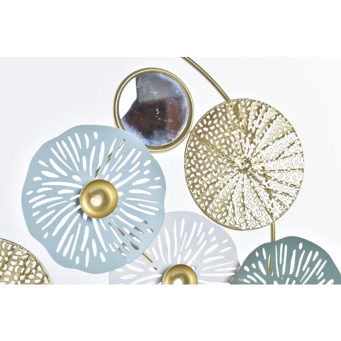 DKD Home Decor Decoracion Oriental Dorado Verde Menta Metal Espejo Nenufar 8 x 46 x 44 cm 1