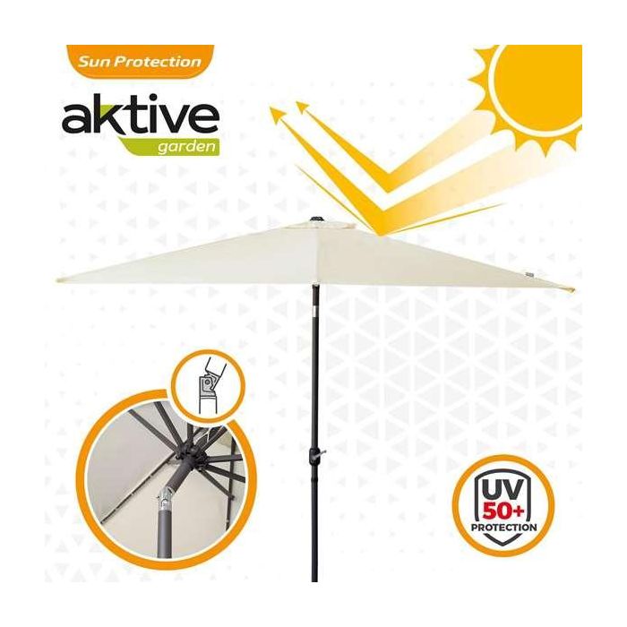Parasol Aktive Crema Aluminio Acero 270 x 270 cm 5 Parasol Aktive Crema Aluminio Acero 270 x 270 cm 5