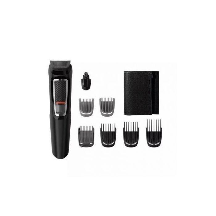 Philips MG-3730/15 Cortapelos Multigroom Series 3000 8 en 1 con Cuchillas Autoafilables, Batería 60min, 11 Accesorios para Barba, Pelo, Nariz y Orejas