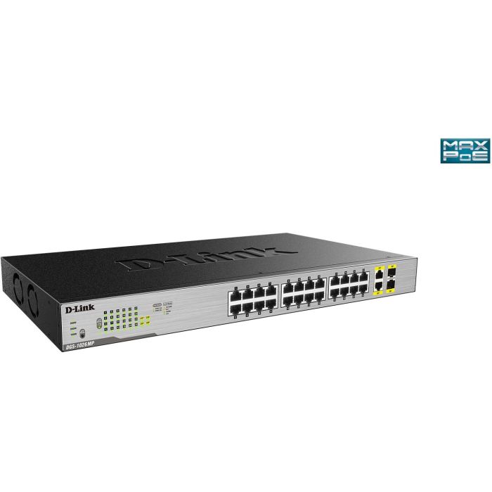D-Link DGS-1026MP Switch Gigabit PoE+ de 26 Puertos (24x PoE+, 2x SFP Combo) con 370W PoE, Sin Gestión 2