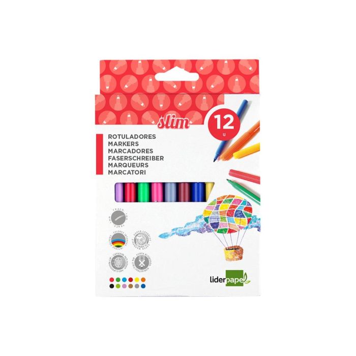 Rotulador Liderpapel Slim Caja De 12 Unidades Colores Surtidos 1