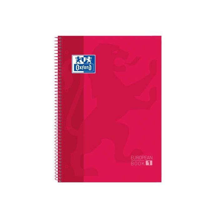 Bloc Oxford School Eu.Book 1 Micro.Tapa Extra A4+ 80H Cuadric.5X5 90G Rojo (Set de 5)