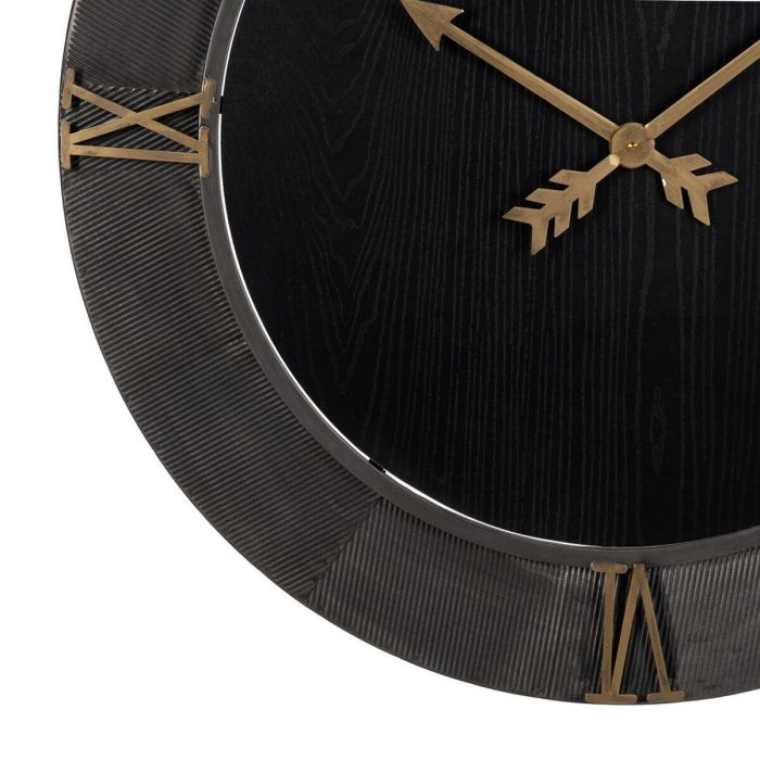 Reloj de Pared Negro Dorado Hierro Madera MDF 80 x 2,5 x 80 cm 1