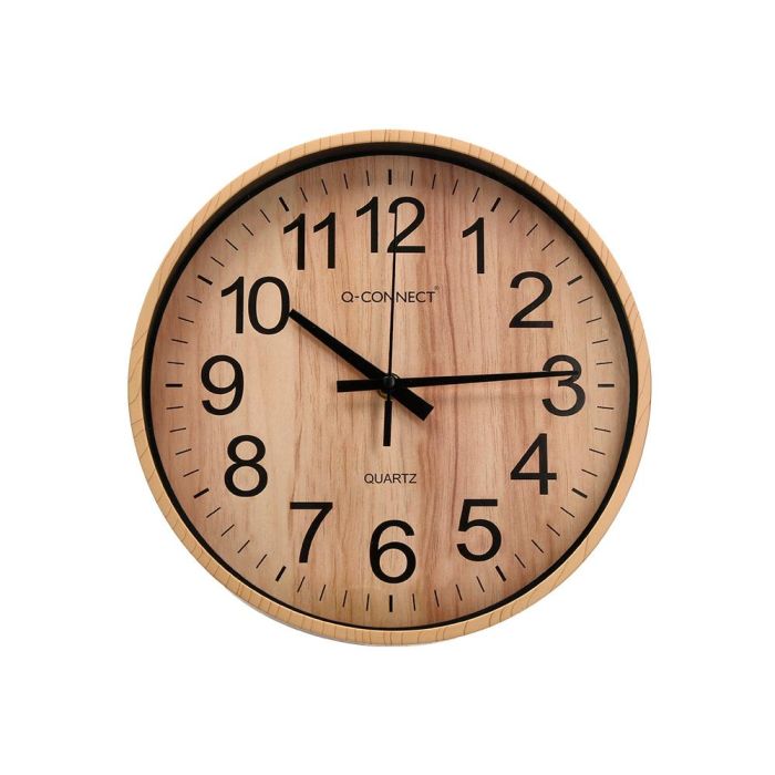 Reloj Q-Connect De Pared De Plastico Redondo 25,7 cm Movimiento Silencioso Color Madera Natural 1