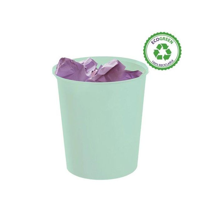 Archivo 2000 Papelera Ecogreen 18 Litros Reciclado Verde Pastel para Hogar u Oficina