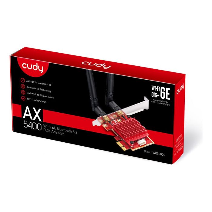 Cudy AX5400 Wi-Fi 6E Adaptador PCI Express Inalámbrico Bluetooth 5.2 Tribanda 2