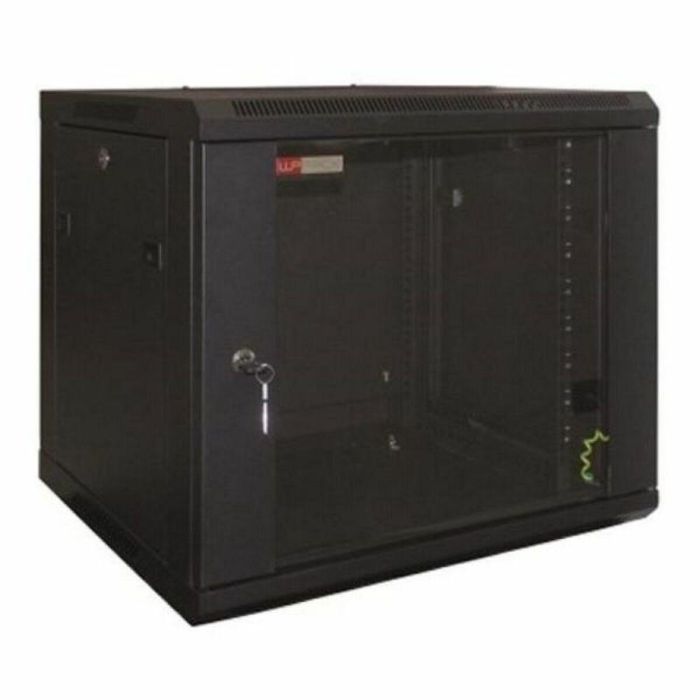 WP WPN-RWB-09605-B Armario Rack 9U Bastidor de Pared Negro, Puerta Cristal Templado, Acero, 600x500x500mm, 60kg