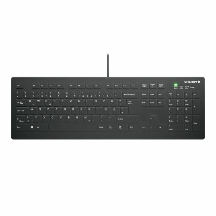 Cherry AK-C8112 Teclado Médico Alámbrico USB, Diseño Alemán QWERTZ, Completo, Negro, Resistente al Agua