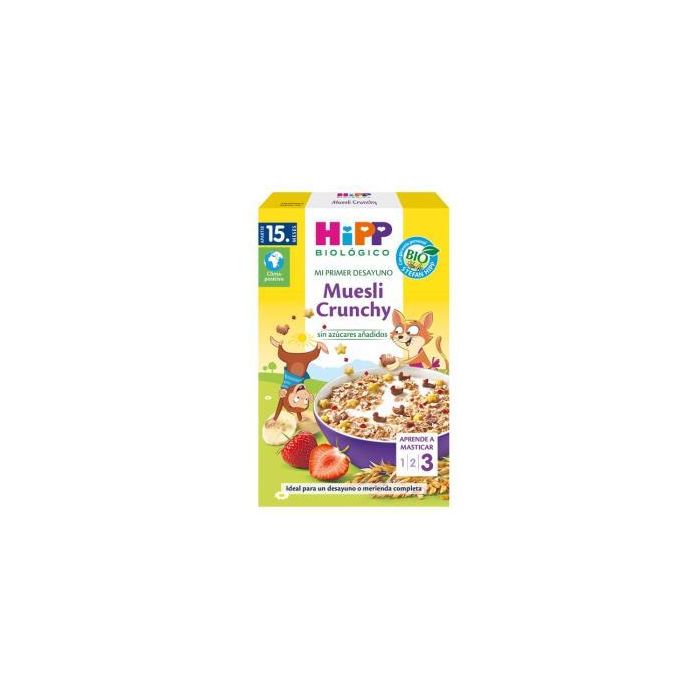 HIPP Muesli Crunchy Bio para bebés y niños a partir de 15 meses, sin azúcares añadidos, 200g