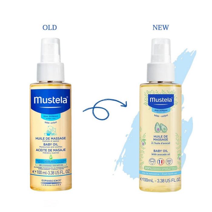 Mustela Aceite de Masaje Bebé con Aguacate 99% Natural Hidratante Suavizante Piel Sensible Desde el Nacimiento 100 ml 1