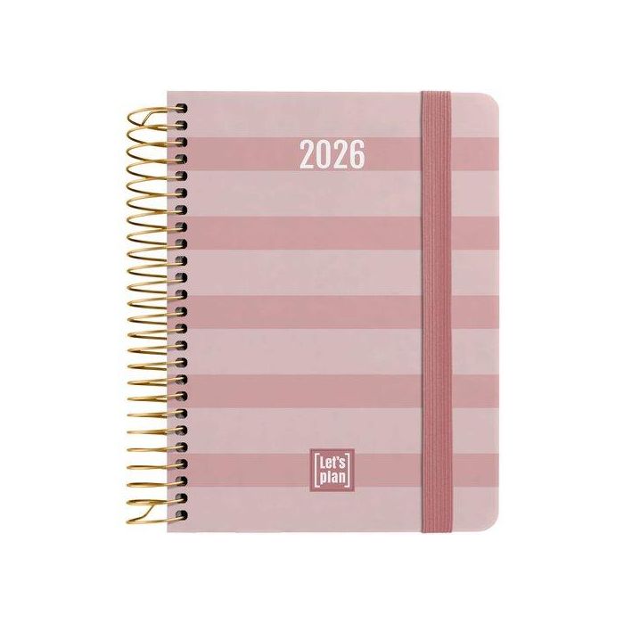 Agenda Anual (2026) Grafoplas Design Espiral Tapa Extra Con Goma A6 150X120 S/V Stripes