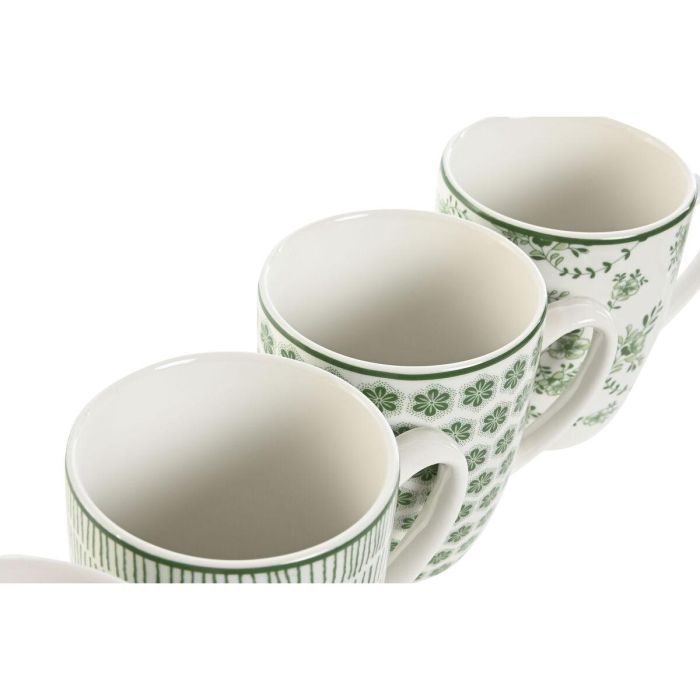 Juego de 4 Tazas Mug Home ESPRIT Blanco Verde Porcelana 340 ml 2