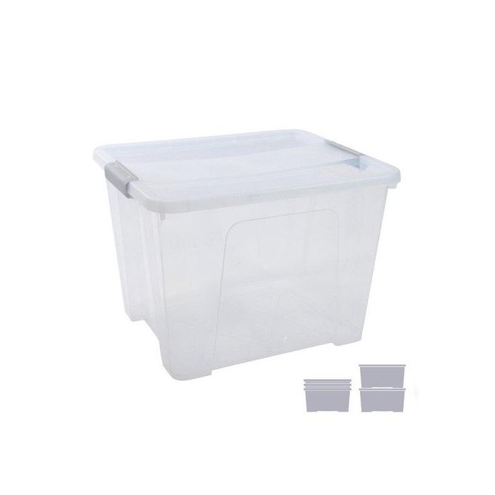 Archivo 2000 Caja de Almacenaje 32L Apilable y Encajable, PP Cristal Transparente, 360x420x300 mm