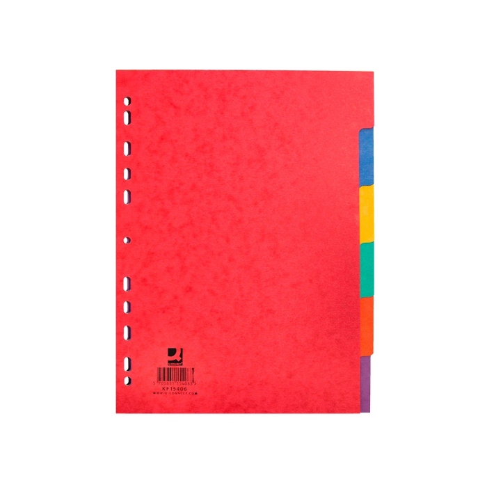 Q-connect Separador Cartulina Brillo Juego de 6 Separadores DIN A4 Multitaladro 2