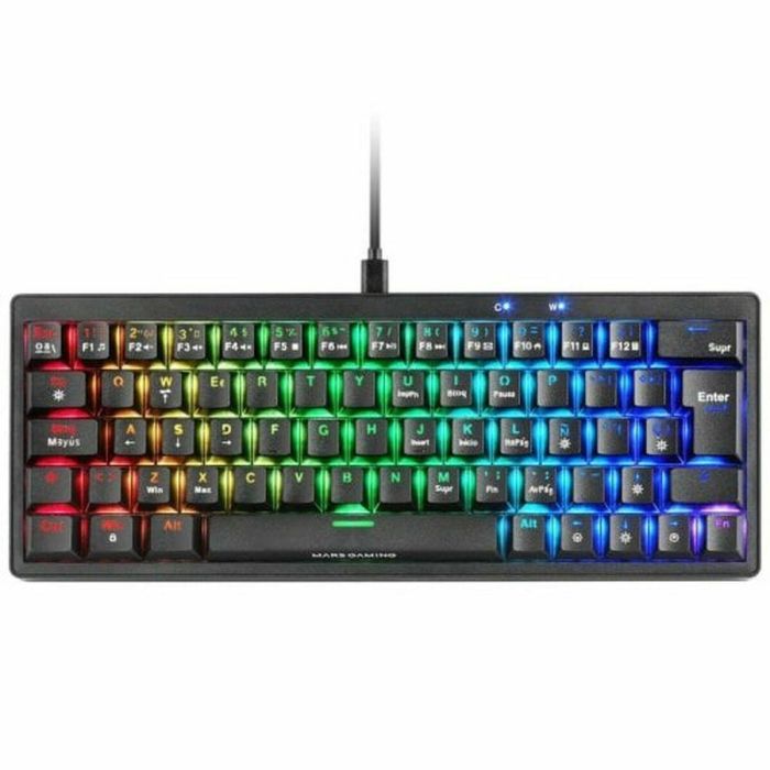 Mars Gaming Teclado Mecánico Mini 60% Mkminipro RGB con Switch SKN Amarillo/Azul/Marrón