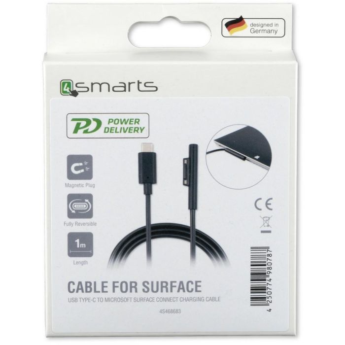 4smarts Ladekabel Micorosft Surface Connect zu USB Typ-C 5A 1m black 3 4smarts Ladekabel Micorosft Surface Connect zu USB Typ-C 5A 1m black 3