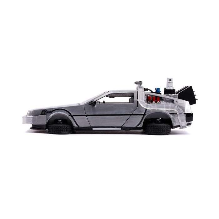 Coche de metal dlorean regreso al futuro ii con luz escala 1:24 30x15x11 cm 7