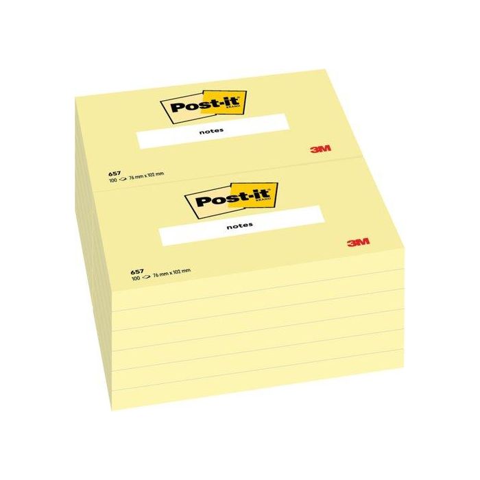 Notas Adhesivas Post-It 100H 76X102 (657) (Set de 12)