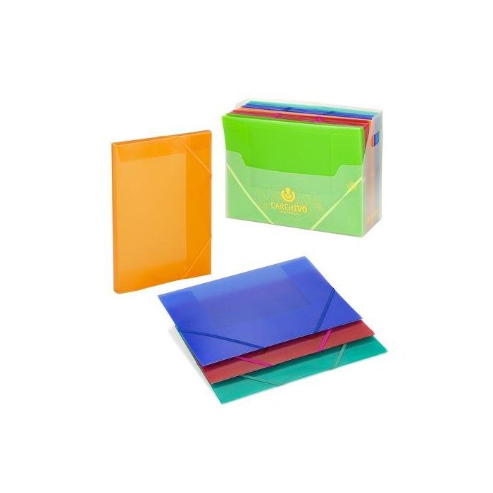 Carpeta De Gomas Y Solapas Carchivo Pp Trans. Fº Fluor Surtido (6 Col.) (Set de 6)