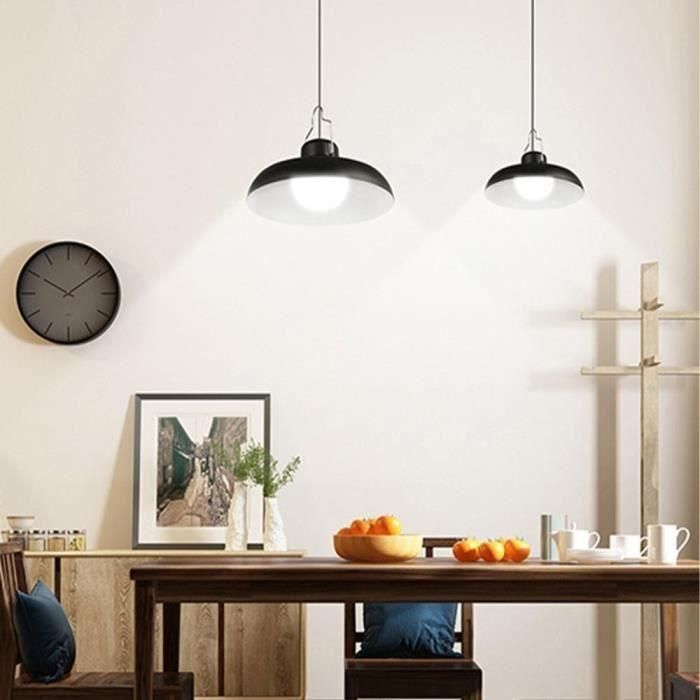Lámparas colgantes solares dobles - LUMISKY - WAREN - Ø18 cm - Pantalla de metal negro - LED blanco frío 2 Lámparas colgantes solares dobles - LUMISKY - WAREN - Ø18 cm - Pantalla de metal negro - LED blanco frío 2