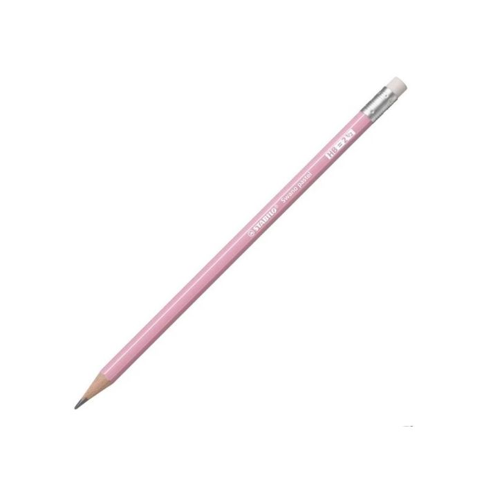 Stabilo Swano Lapiz Grafito Con Goma Pastel Rosa -12U- 1