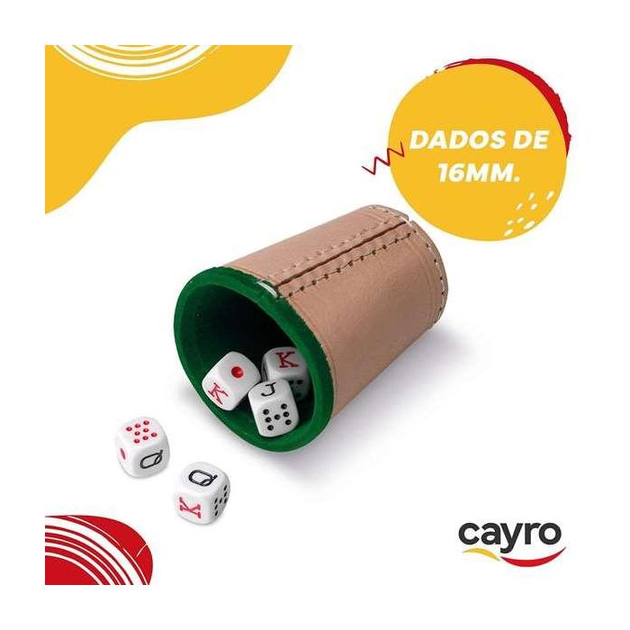 Cayro Cubilete de cuero forrado con dados Póker 8x10x8