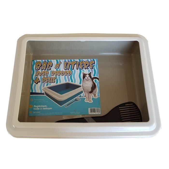 AIME Caja de Arena para Gatos con Borde Elevado Lila y Pala Incluida - Cubeta Sanitaria Higiénica y de Fácil Limpieza - 44x34x11 cm 2