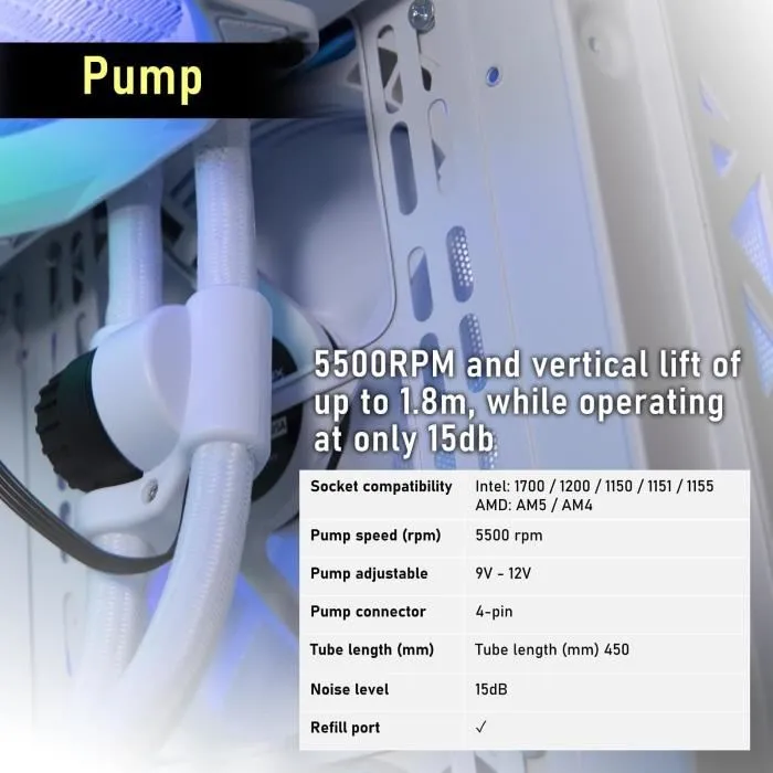 Bitfenix Cube AIO 360 Blanco - Refrigeración Líquida con 3 Ventiladores de 120 mm 2