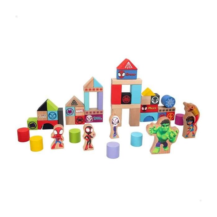 Cubo blocs de madera spidey amazing friends con 50 piezas Cubo blocs de madera spidey amazing friends con 50 piezas