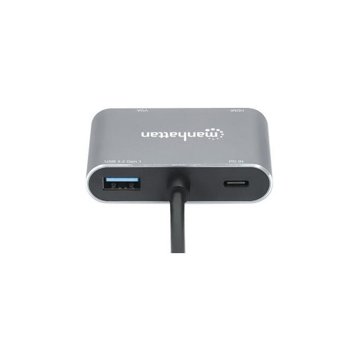 MANHATTAN Conversor USB-C a HDMI y VGA 4 en 1 con Power Delivery 5